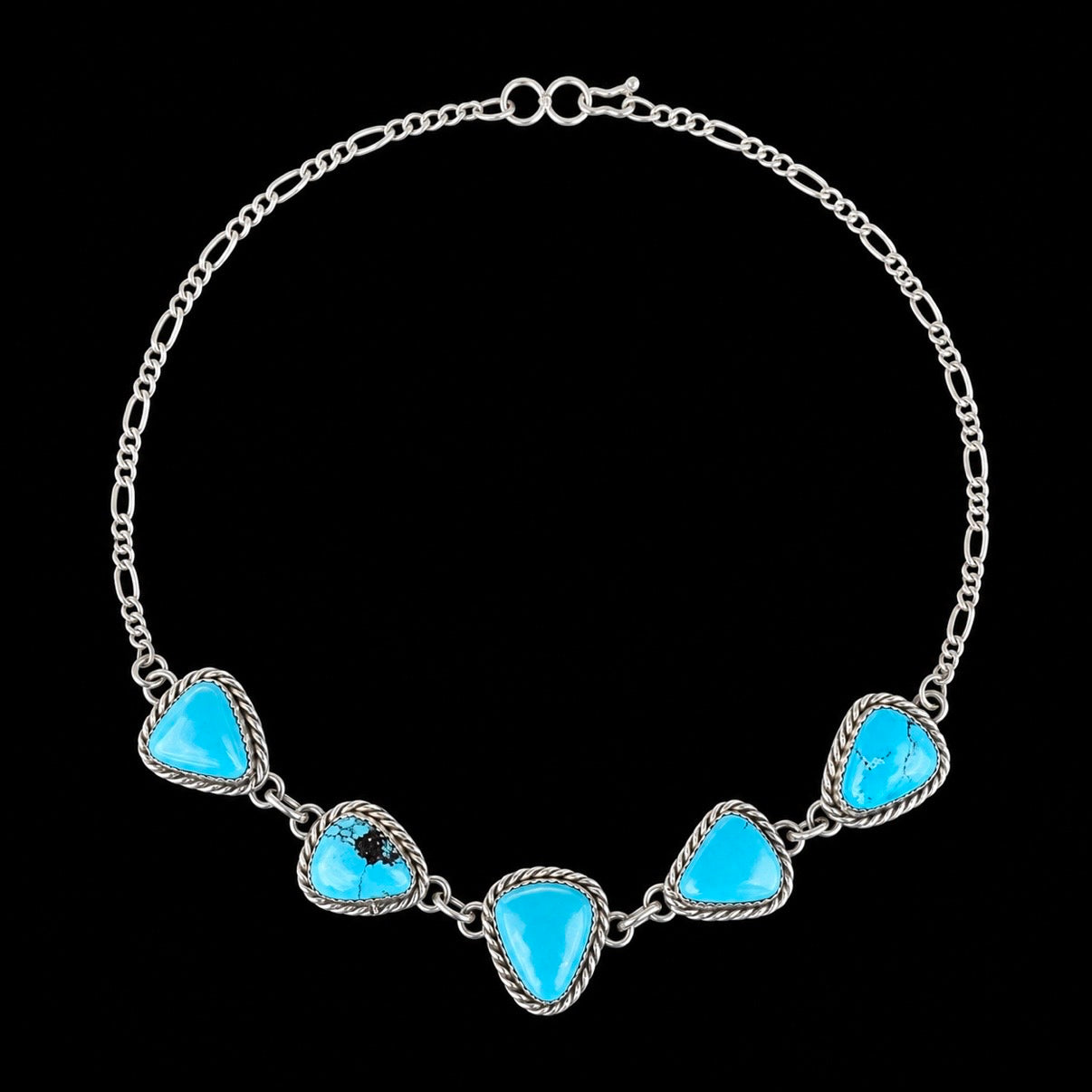 Kingman Turquoise choker handcrafted by Native American artist Lorenzo and Jerilyn Chee