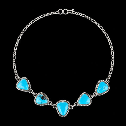 Kingman Turquoise choker handcrafted by Native American artist Lorenzo and Jerilyn Chee