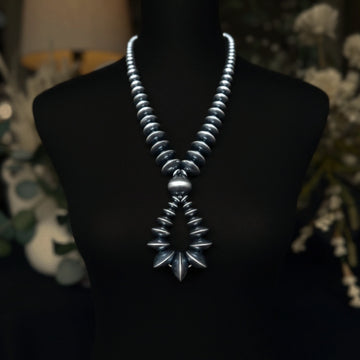 Sterling Silver jacla navajo pearl necklace handcrafted by Native American artist Tonisha Haley