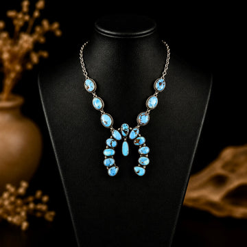Golden Hills Turquoise necklace handcrafted by Native American artist Delaine & Dwayne Nez