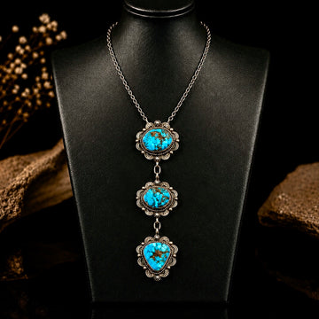 Kingman Turquoise lariat handcrafted by Native American artist John Skeets