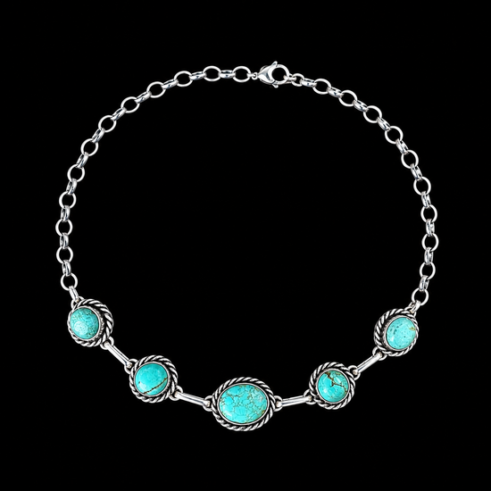 Mine #8 Turquoise choker handcrafted by Native American artist Augustine Largo