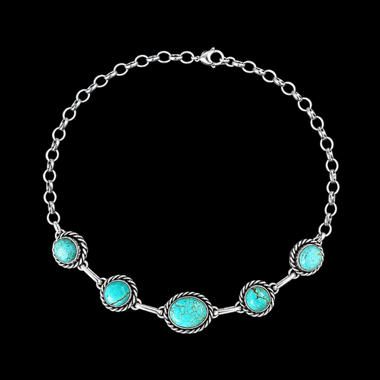Mine #8 Turquoise choker handcrafted by Native American artist Augustine Largo