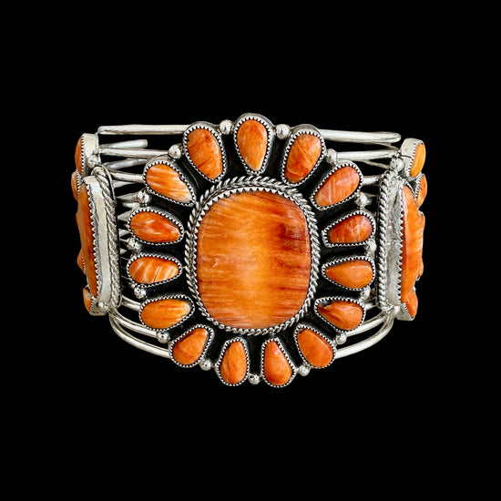 Orange Spiny bracelet handcrafted by Native American artist Leander Tahe