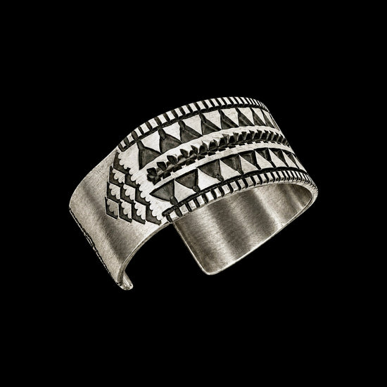 Sterling Silver cuff handcrafted by Native American artist Jerold Tahe