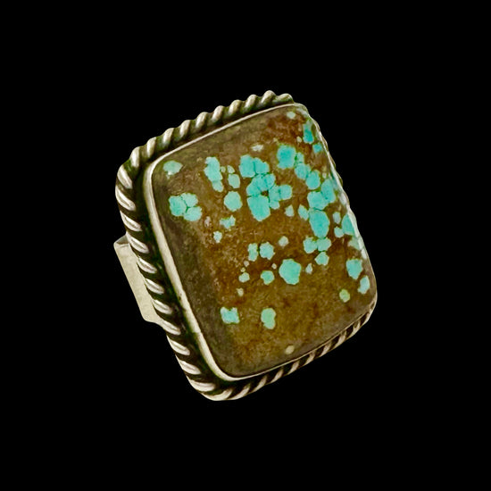 Mine #8 Turquoise ring handcrafted by Native American artist Augustine Largo