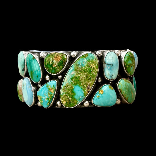 Sonoran Gold Turquoise cuff handcrafted by Native American artist Anna Spencer