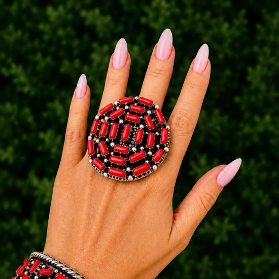 Mediterranean Coral ring handcrafted by Native American artist Brian Jones