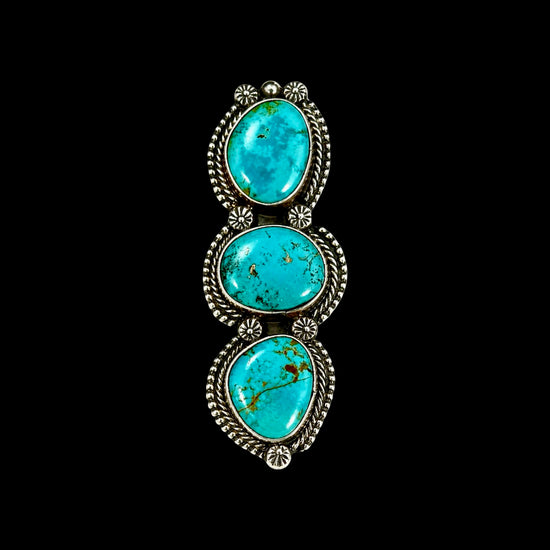 Kingman Turquoise ring handcrafted by Native American artist Travis Jim