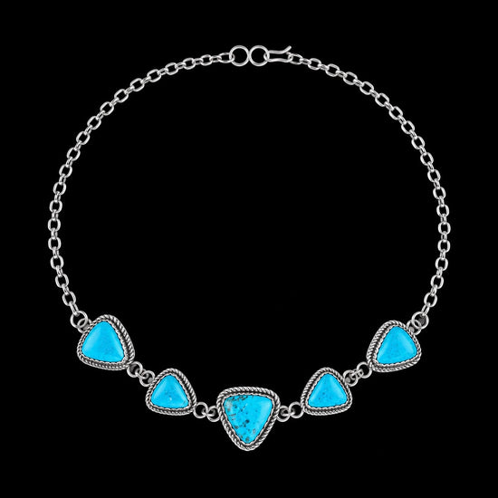 Kingman Turquoise choker handcrafted by Native American artist Virdelle Begay