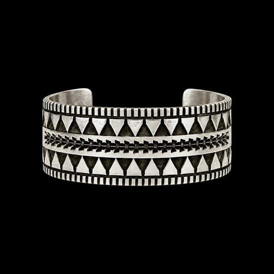 Sterling Silver cuff handcrafted by Native American artist Jerold Tahe