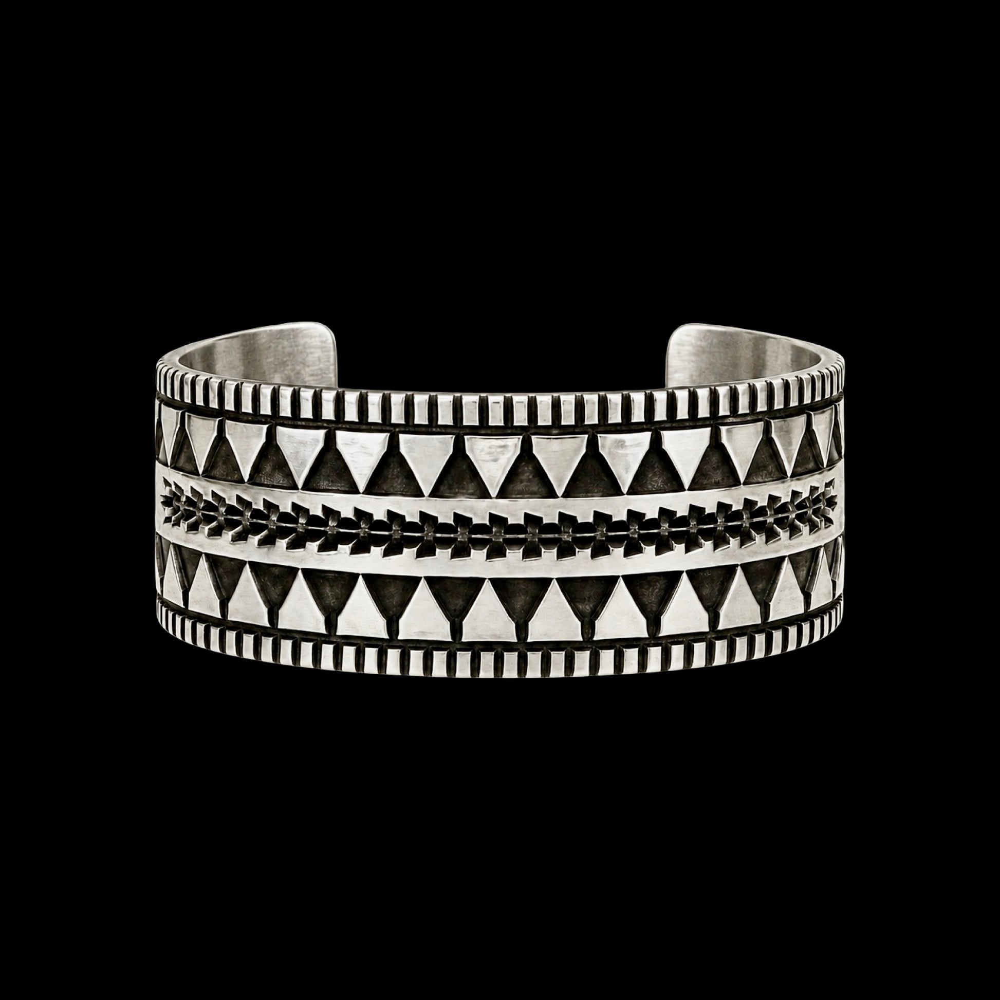 Sterling Silver cuff handcrafted by Native American artist Jerold Tahe