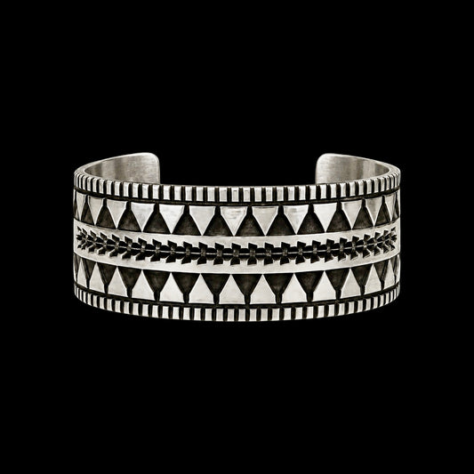 Sterling Silver cuff handcrafted by Native American artist Jerold Tahe