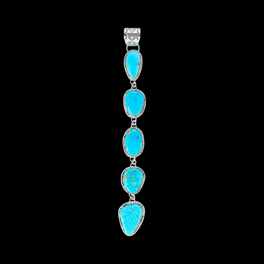 Kingman Turquoise pendant handcrafted by Native American artist Lorenzo and Jerilyn Chee