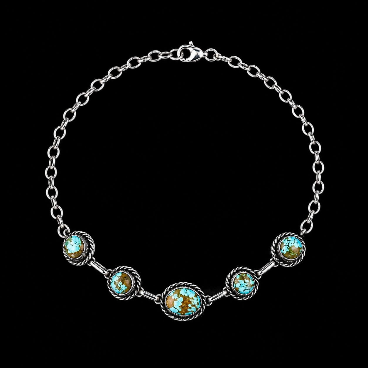 Mine #8 Turquoise choker handcrafted by Native American artist Augustine Largo