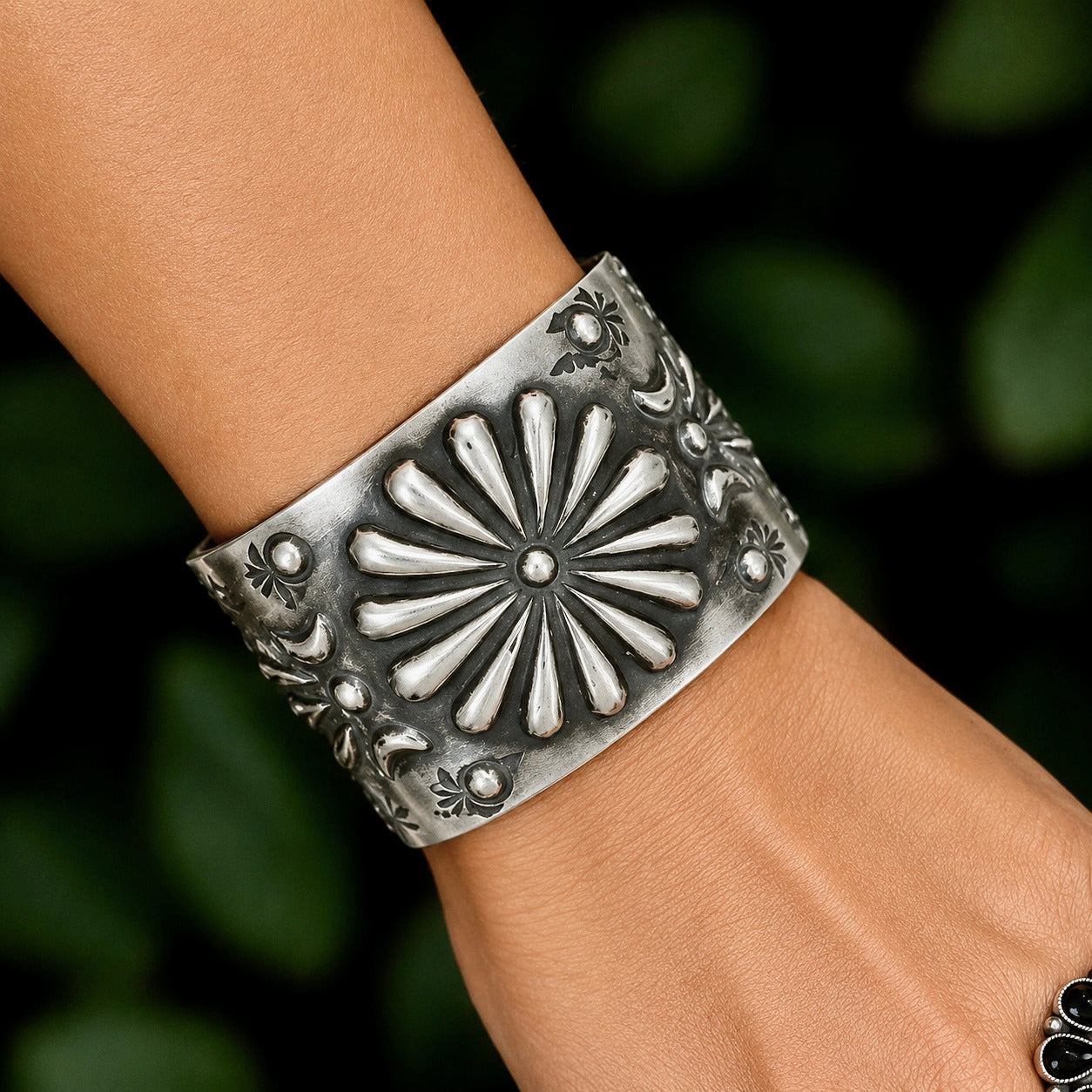 Sterling Silver cuff handcrafted by Native American artist Elvira Bill