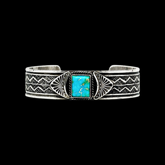 Sonoran Gold Turquoise cuff handcrafted by Native American artist Sunshine Reeves
