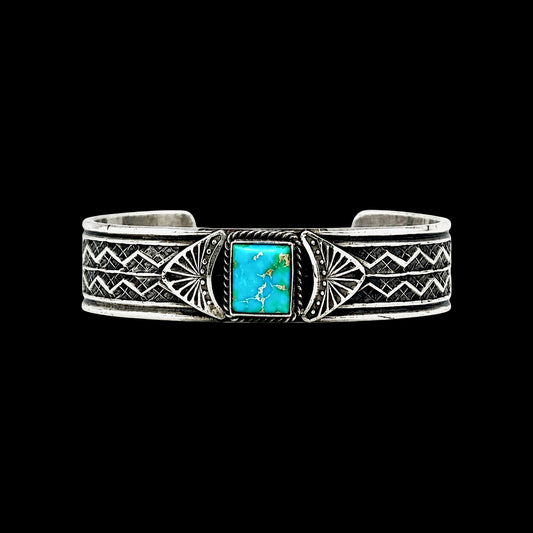 Sonoran Gold Turquoise cuff handcrafted by Native American artist Sunshine Reeves