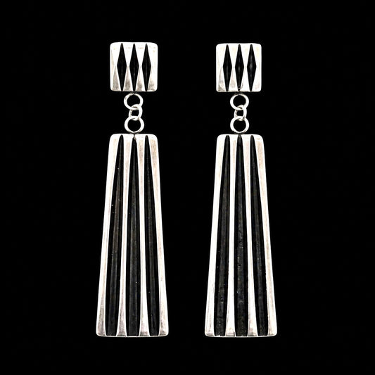 Sterling Silver earrings handcrafted by Native American artist Leander Tahe