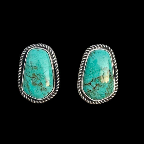 Tyrone Turquoise earrings handcrafted by Native American artist Unmarked