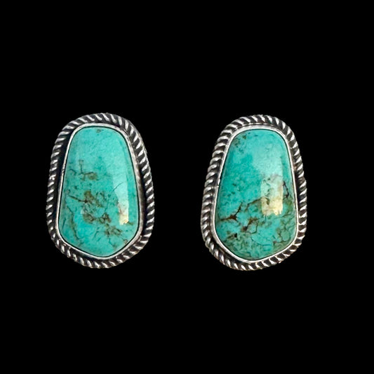 Tyrone Turquoise earrings handcrafted by Native American artist Unmarked