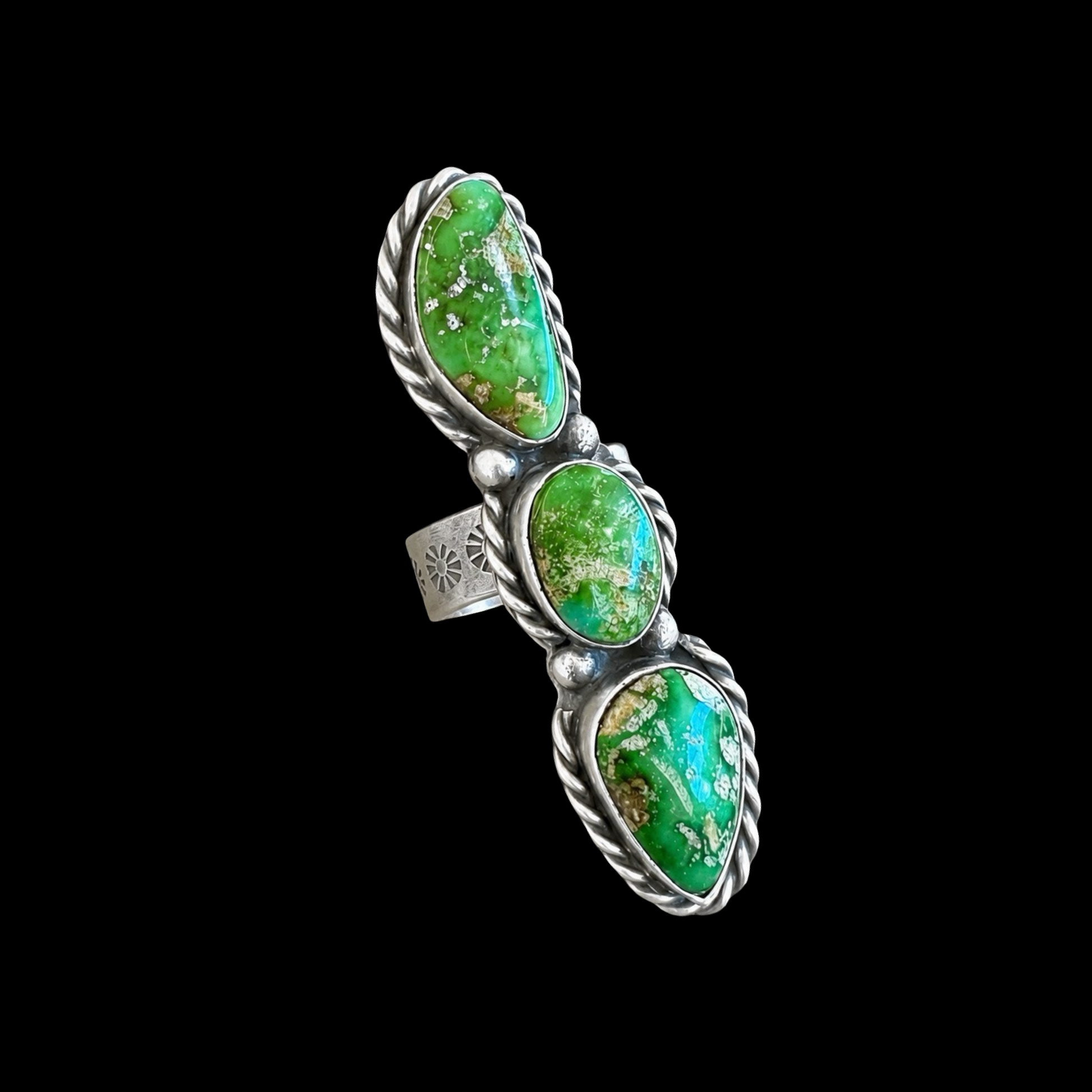 Sonoran Gold Turquoise ring handcrafted by Native American artist Boyd Ashley