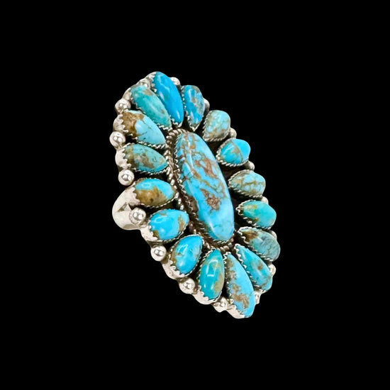 Kingman Turquoise ring handcrafted by Native American artist Pansy Johnson