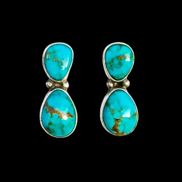 Kingman Turquoise earrings handcrafted by Native American artist Geraldine James