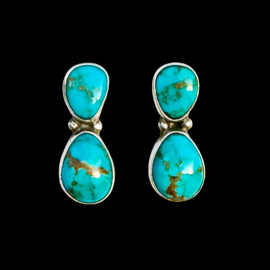 Kingman Turquoise earrings handcrafted by Native American artist Geraldine James