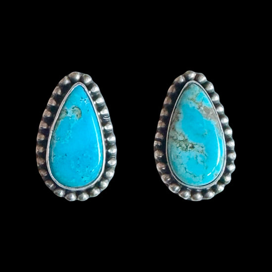 Kingman Turquoise earrings handcrafted by Native American artist Patrick Yazzie