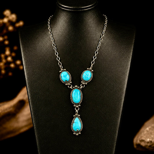 Kingman Turquoise lariat handcrafted by Native American artist Robert Martinez