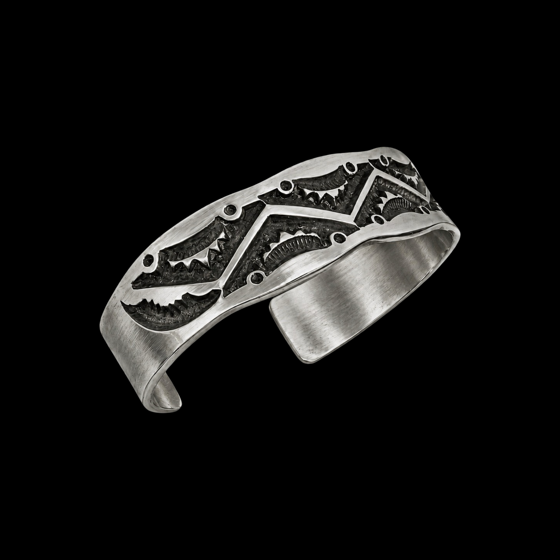 Sterling Silver cuff handcrafted by Native American artist Jerold Tahe