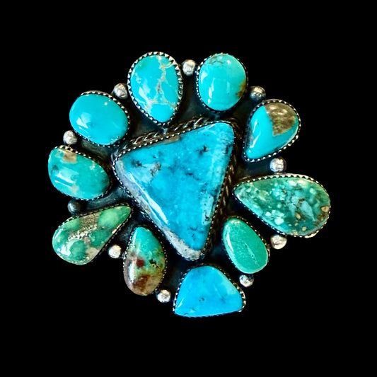 The Cambria Ring (Adjustable) - Kingman, Tyrone & Sonoran Gold Turquoise by Marcus Chavez