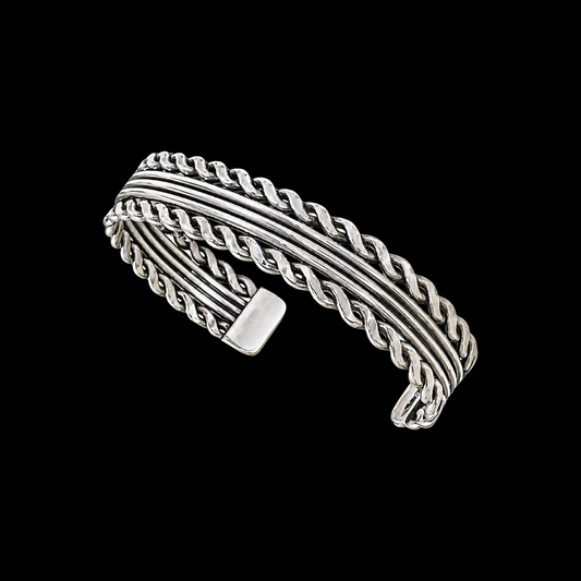 Sterling Stacker cuff handcrafted by Native American artist Leander Tahe