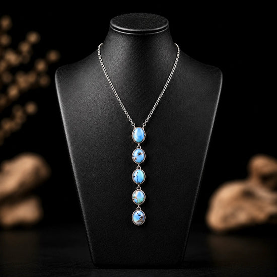 Golden Hills Turquoise lariat handcrafted by Native American artist Delaine & Dwayne Nez