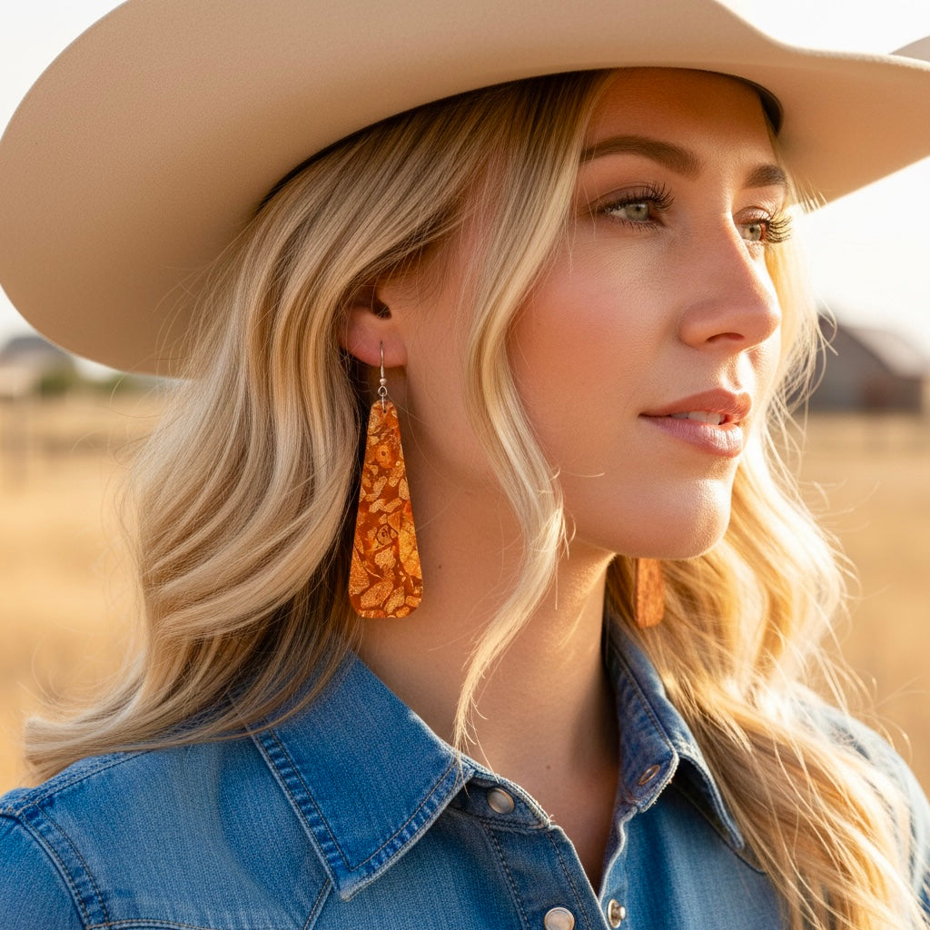 Multi-color Slab earrings handcrafted by Native American artist Ella Mae Garcia
