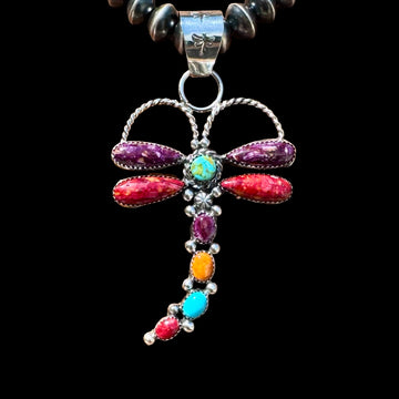 Kingman & Spiny Mix pendant handcrafted by Native American artist Lorenzo and Jerilyn Chee
