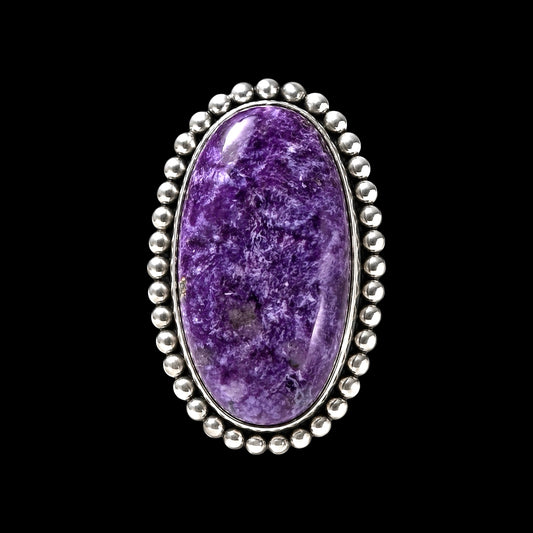 Charoite ring handcrafted by Native American artist Philbert Nez