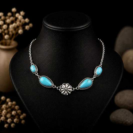 Kingman choker handcrafted by Native American artist Lorenzo and Jerilyn Chee
