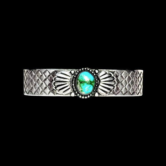 Sonoran Gold Turquoise cuff handcrafted by Native American artist Calvin Martinez