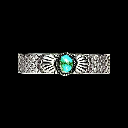 Sonoran Gold Turquoise cuff handcrafted by Native American artist Calvin Martinez