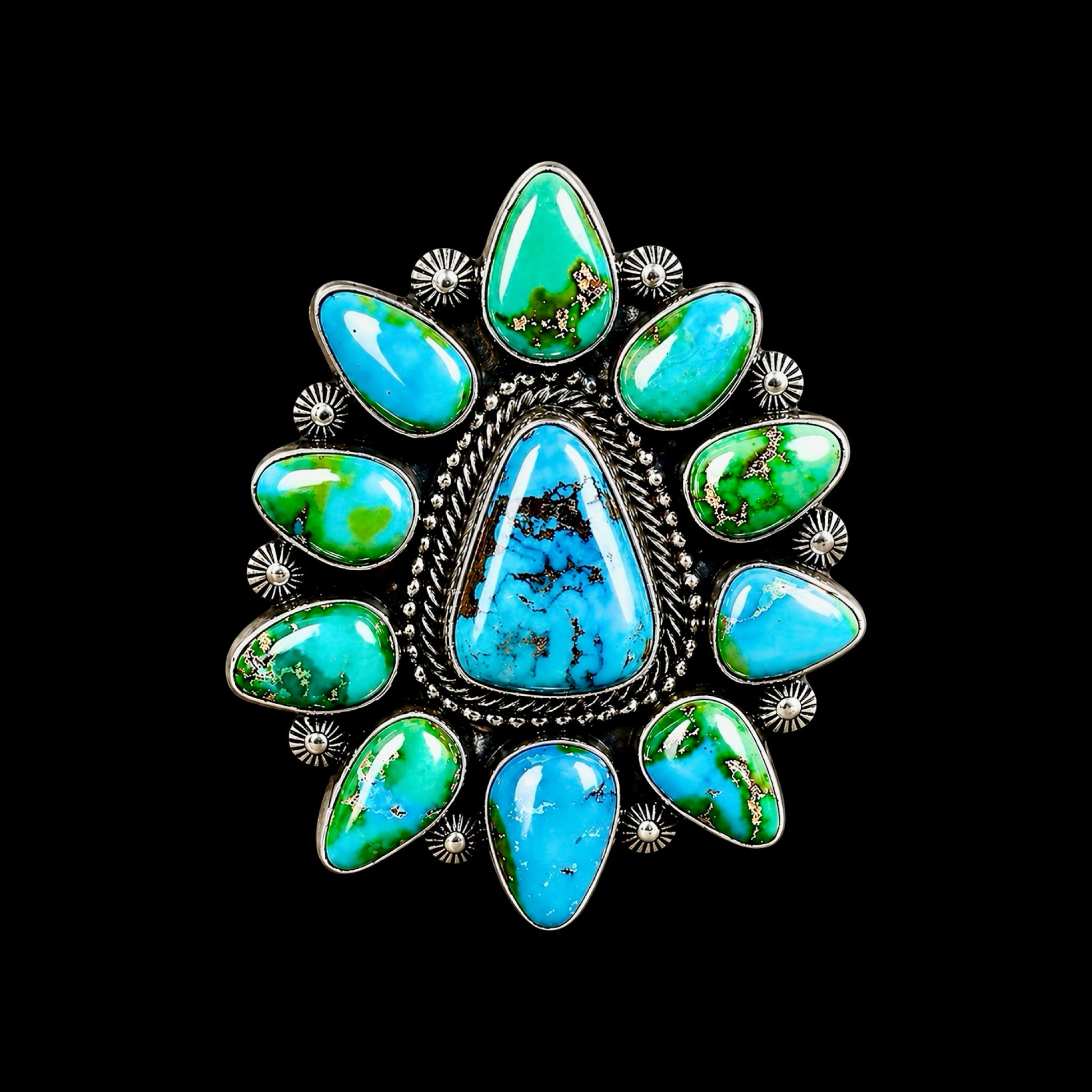 Sonoran Gold Turquoise ring handcrafted by Native American artist Tom Lewis