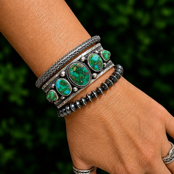 The Decalé Row Cuff - 5 Stone Natural Sonoran Gold by Albert Jake (Heavy by Hand)