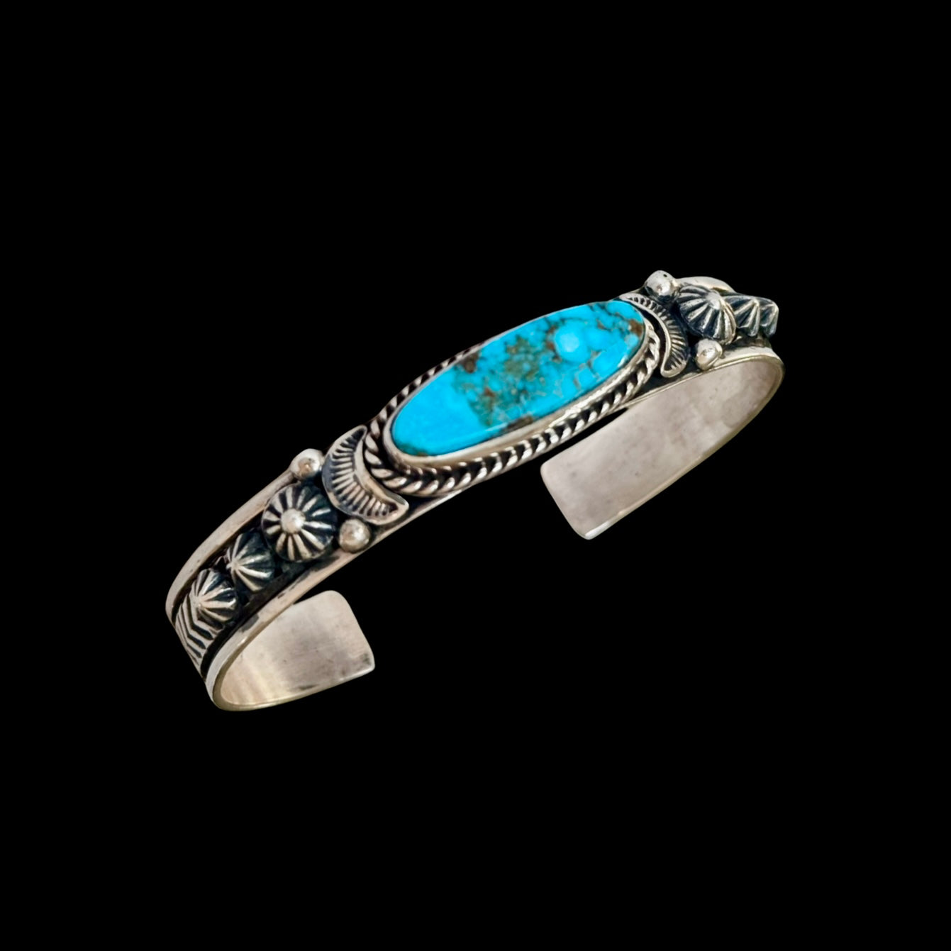 Sonoran Gold Turquoise cuff handcrafted by Native American artist Albert Jake (Heavy by Hand)
