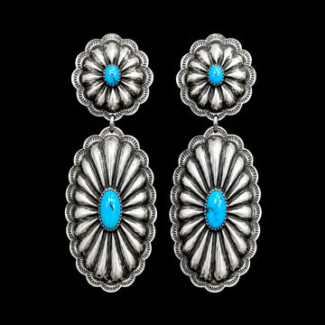 Kingman Turquoise earrings handcrafted by Native American artist Rita Lee