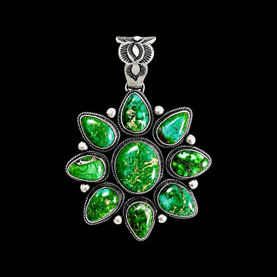 Royston & Sonoran Gold Turquoise pendant handcrafted by Native American artist Darrin Livingston