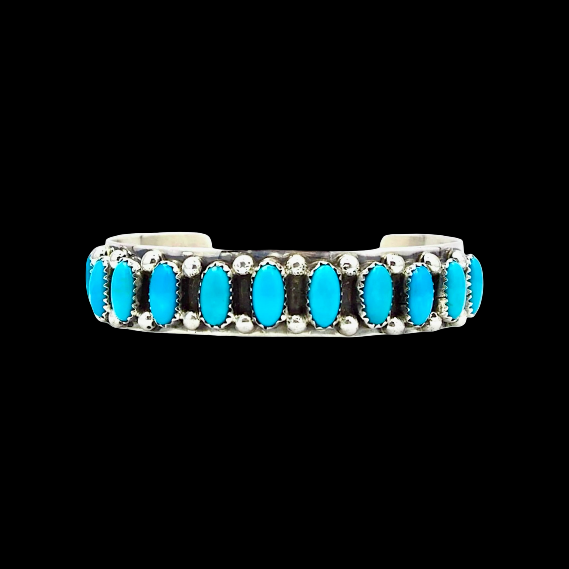 Kingman Stacker bracelet handcrafted by Native American artist Lorenzo and Jerilyn Chee