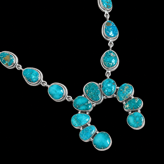 White Water Turquoise necklace handcrafted by Native American artist DS