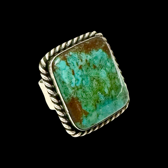 Kingman Turquoise ring handcrafted by Native American artist Augustine Largo