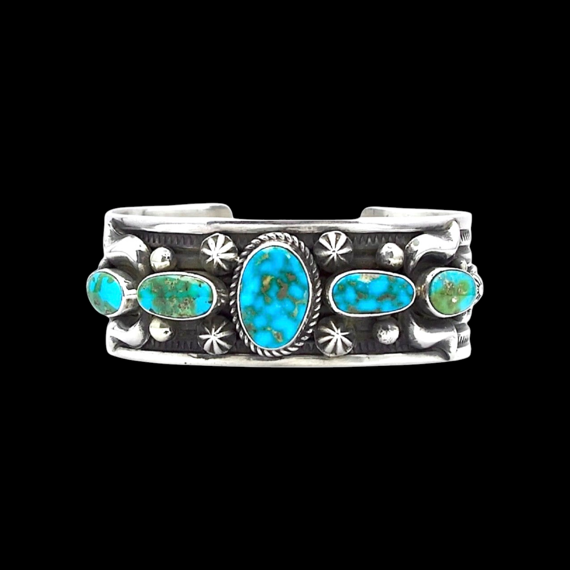 5 Stone Natural Sonoran Gold bracelet handcrafted by Native American artist Albert Jake (Heavy by Hand)